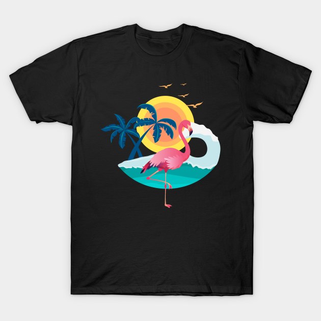 Summer Flamingo Sun T-Shirt by Imutobi